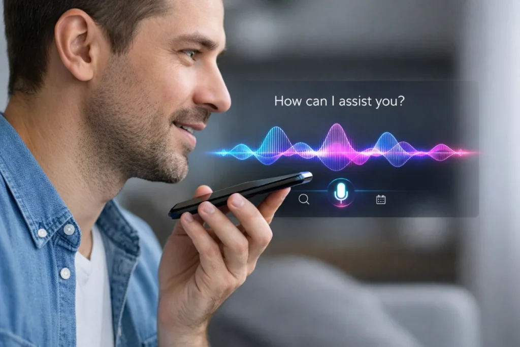 Voice assistant feature using artificial intelligence on a smartphone