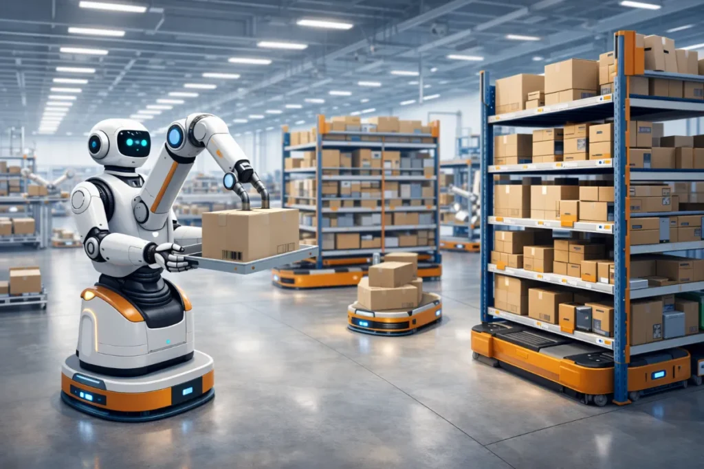 Warehouse robots improving automation and logistics efficiency