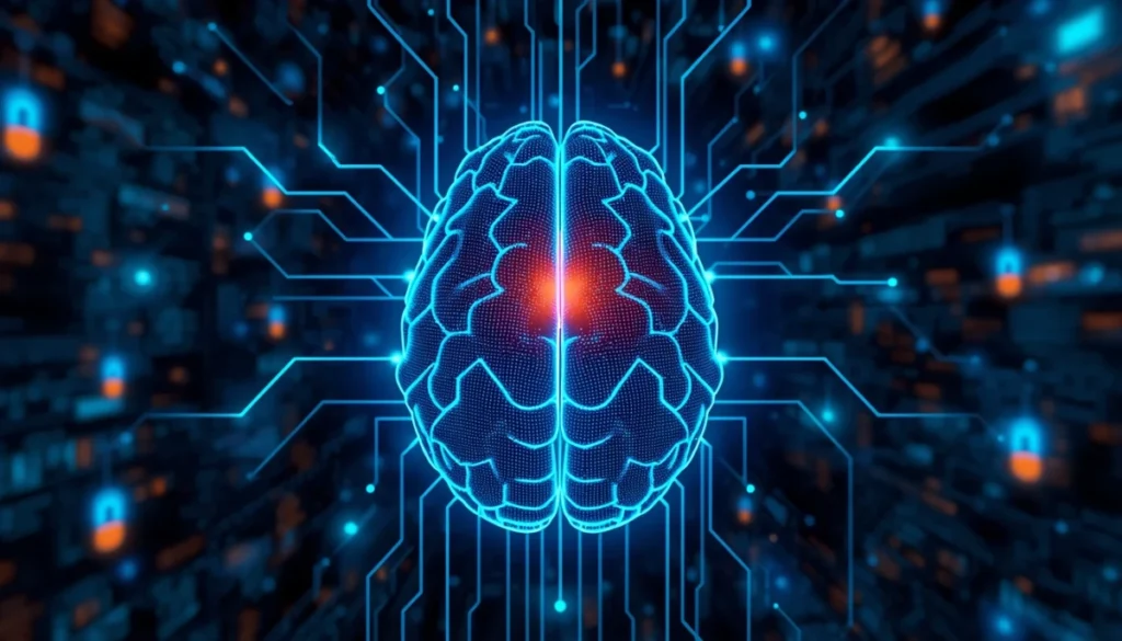 AI-powered cybersecurity system protecting digital networks