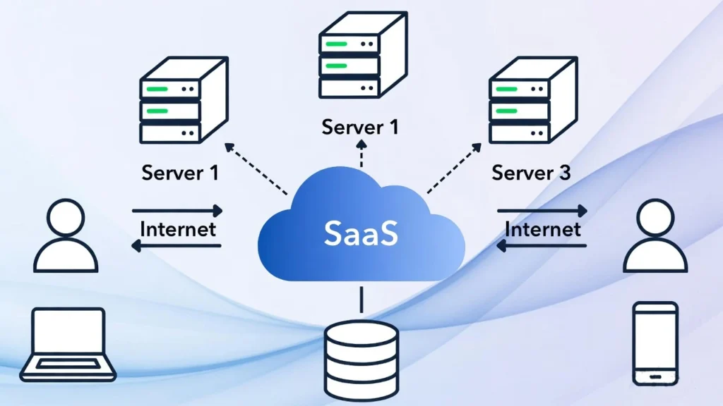 saas architecture using cloud servers and internet