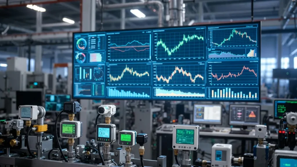 Industrial IoT sensors monitoring machinery performance